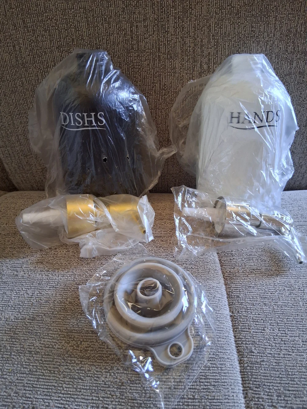 Kitchen Soap Dispenser Set - Black & White Design Glass NIB